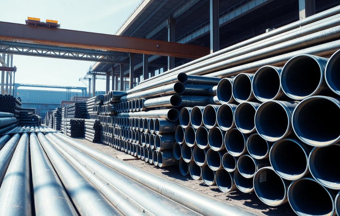 Steel and HDPE pipe stockyard
